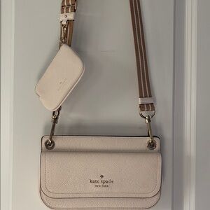 Kate Spade Cream Pebble Leather Crossbody Bag with Pouch